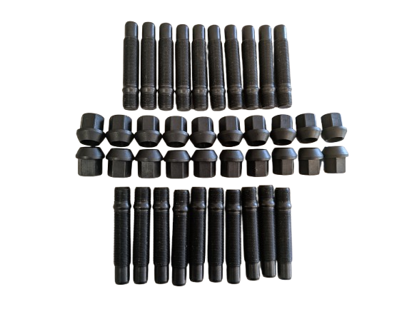 Otis Inc LA M12x1.25x82 Screw in stud, 62mm shank, 82mm TL, Black Zinc With Open Nuts